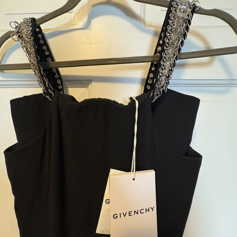 NWT Givenchy Black Evening Gown Size 2 Luxury Designer Glam with Metal Strap